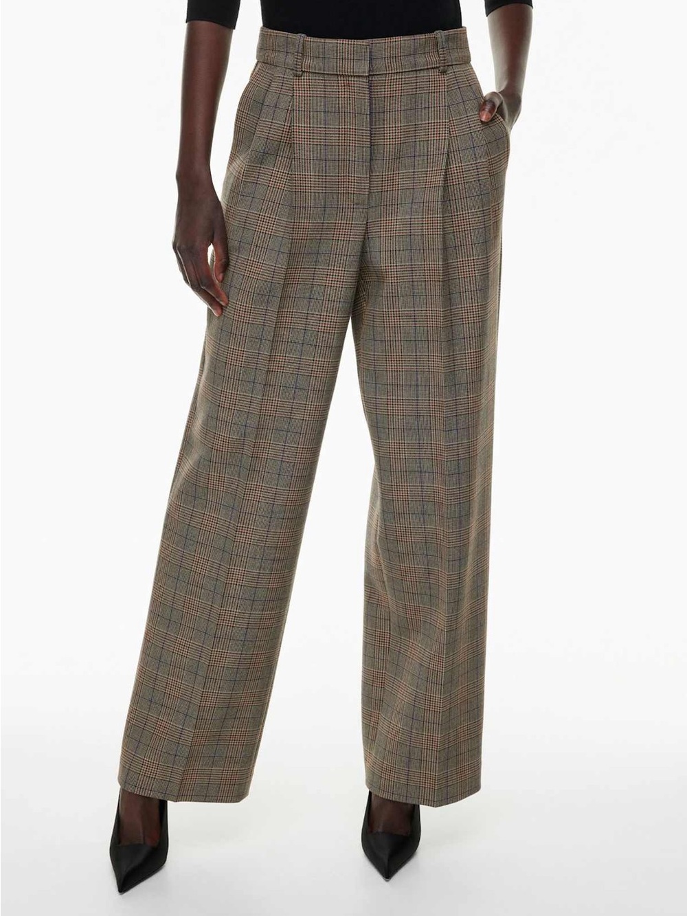 Babaton | Pleated Pant Plaid Size 4 High Rise Wide Leg Aritzia